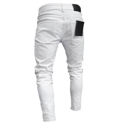 Tsingyi White Embroidery Ripped Jeans - Slim Fit Casual Denim - Buy Center US