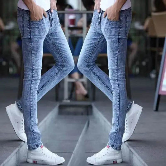 Cowboy Men's Slim Fit Denim Jeans - Korean Style Casual Trousers - Buy Center US