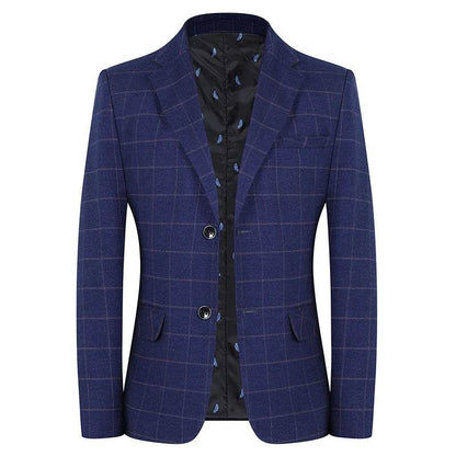 Men's Slim Fit Plaid Blazer - Casual Spring Autumn Fashion Coat - Buy Center US