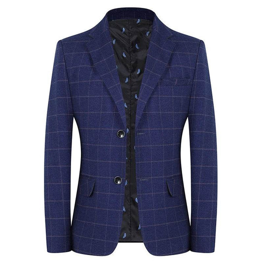 Men's Slim Fit Plaid Blazer - Casual Spring Autumn Fashion Coat - Buy Center US