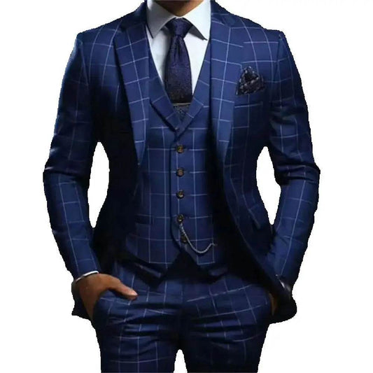SILIWEYA Elegant Men's Slim Fit 3-Piece Suit - High Quality & Formal Wear - Buy Center US