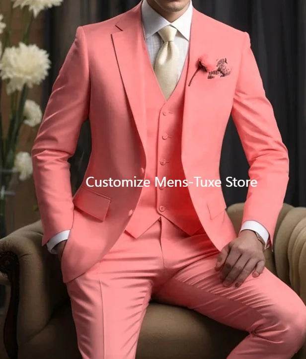 Elegant Men's Wedding Suit - Slim Fit 3-Piece Blazer, Pants & Vest - Buy Center US