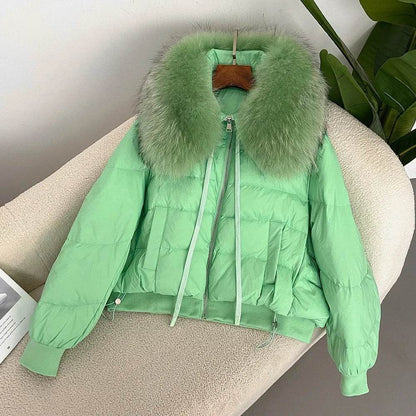 Women's Super Warm Duck Down Coat - Real Raccoon Fur Collar - Buy Center US
