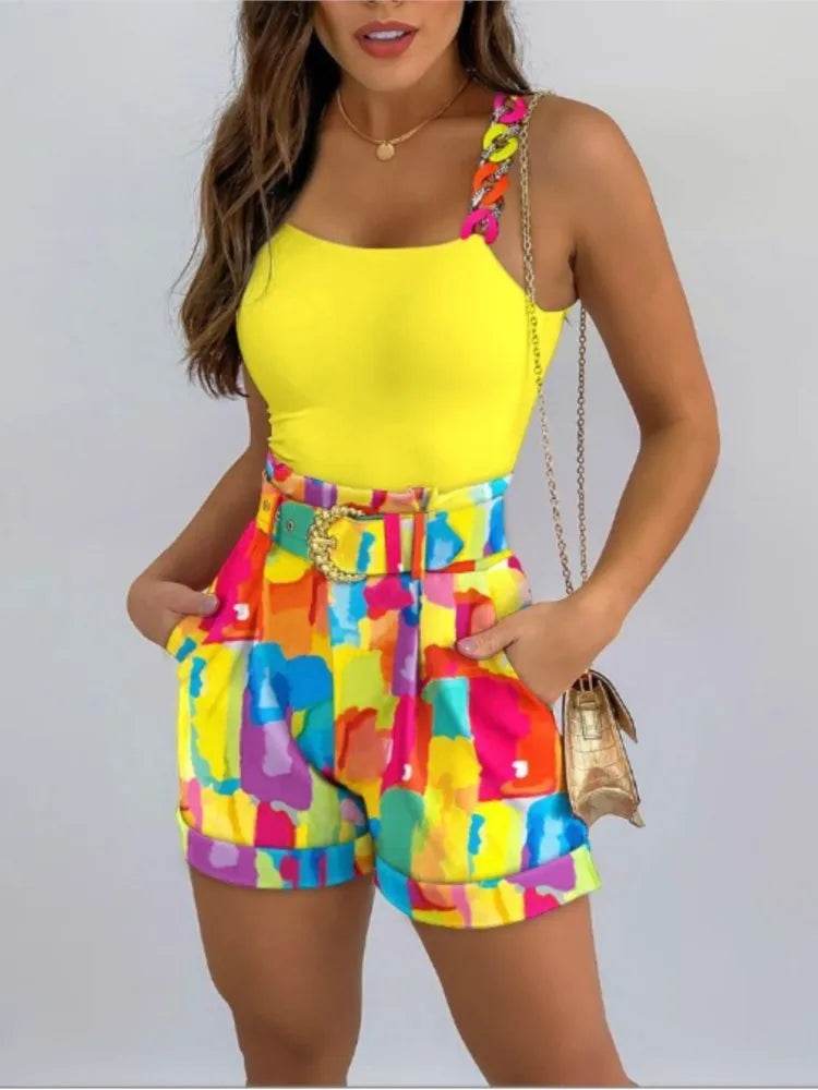 Women’s Summer Two Piece Suit - Sexy Slim Tank Top & Shorts Set - Buy Center US
