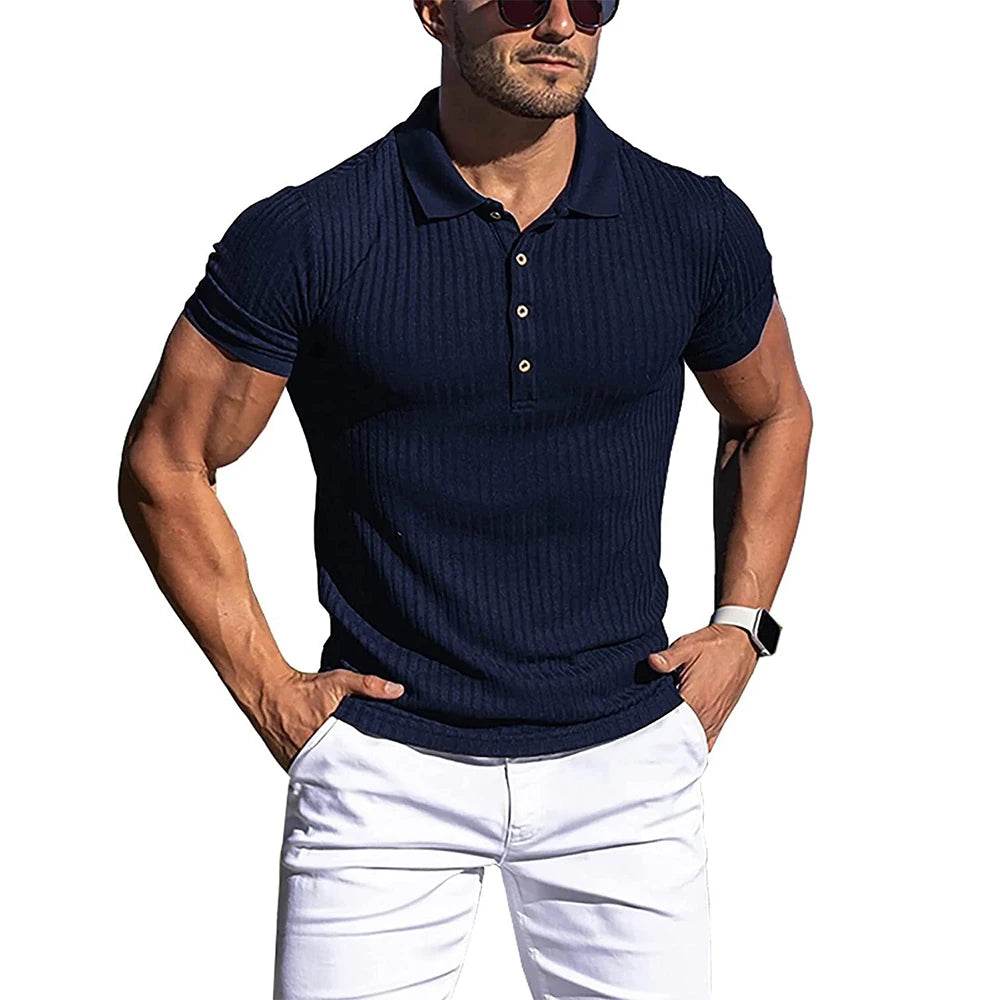 King Billion Men's Summer Polo Shirt - Solid Stripe, Short Sleeve Casual Wear - Buy Center US