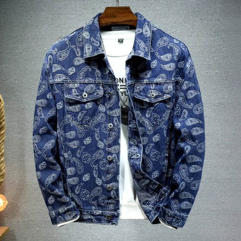 Qj Cinga Men's Casual Denim Jacket - Single-Breasted, Pure Color Style - Buy Center US