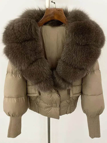 Elegant Casual Women’s Raccoon Fur Collar Coat - Winter Jacket 2024 - Buy Center US