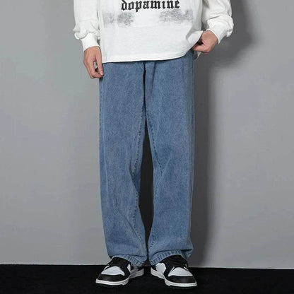 Men's Straight Leg Casual Jeans - Baggy Korean Streetwear Denim - Buy Center US
