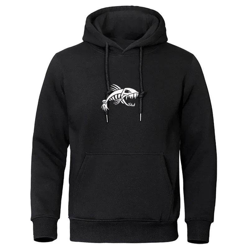 Fashion Fish Fossils Printed Hoodie - Casual Street Pullover for Couples - Buy Center US