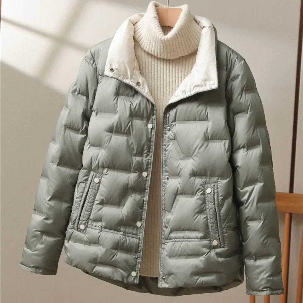 Women’s Casual Light Puffer Parka - Thick White Duck Down Coat - Buy Center US