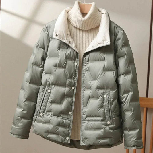 Women’s Casual Light Puffer Parka - Thick White Duck Down Coat - Buy Center US