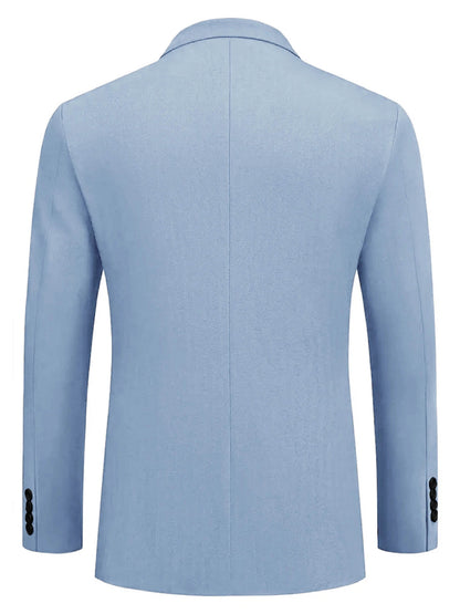 Men's Slim Fit Two-Button Blue Suit Jacket - Stylish Casual Blazer - Buy Center US