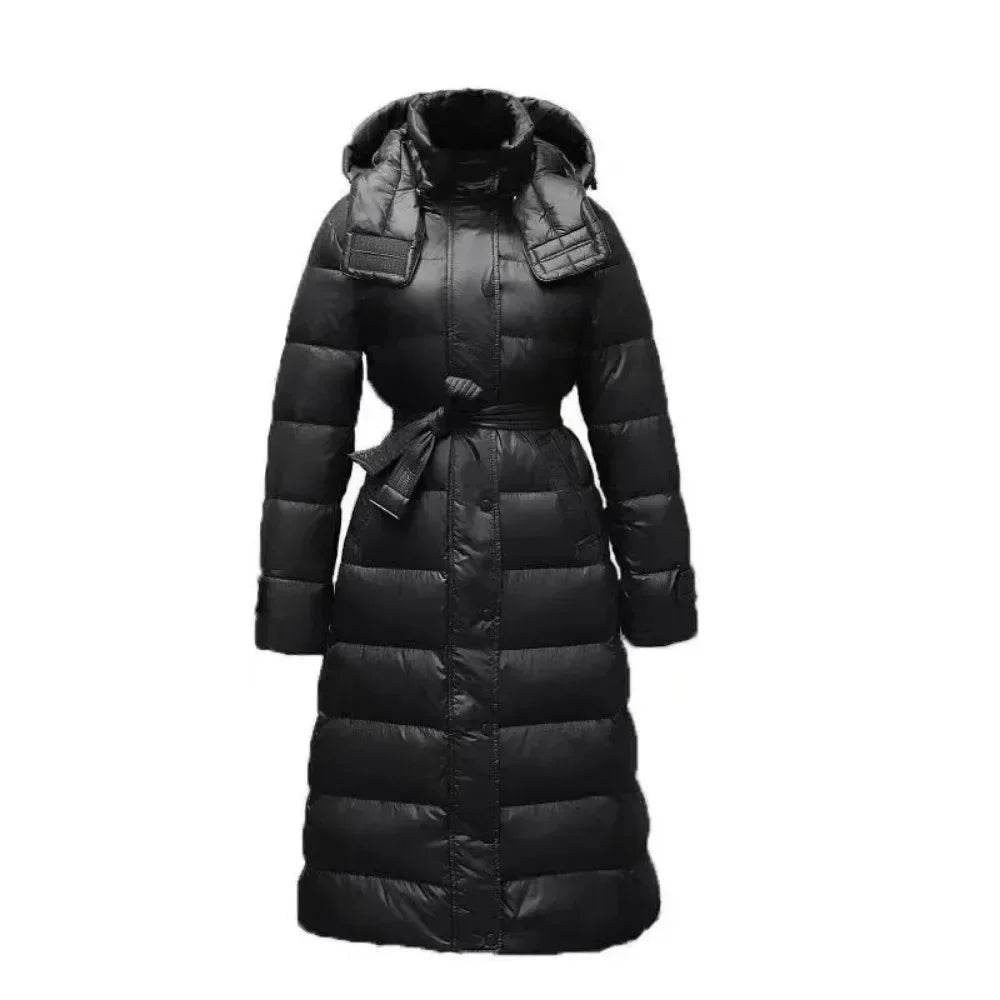 2024 Women's White Duck Down Jacket - Long Hooded & Casual Style - Buy Center US
