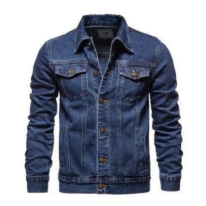 Casual Men's Cotton Denim Jacket - Solid Color, Slim Fit Outerwear - Buy Center US