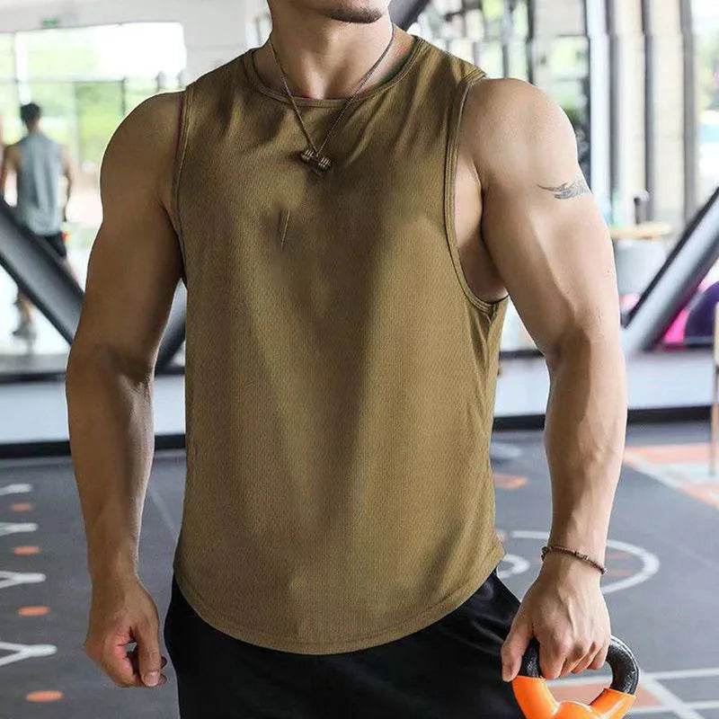 Men's Quick-Dry Tank Tops - Breathable Polyester Mesh for Fitness - Buy Center US