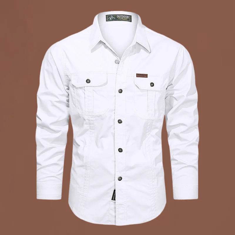 2024 Spring Cotton Cargo Shirt for Men - Multi-Pocket, Casual Style - Buy Center US