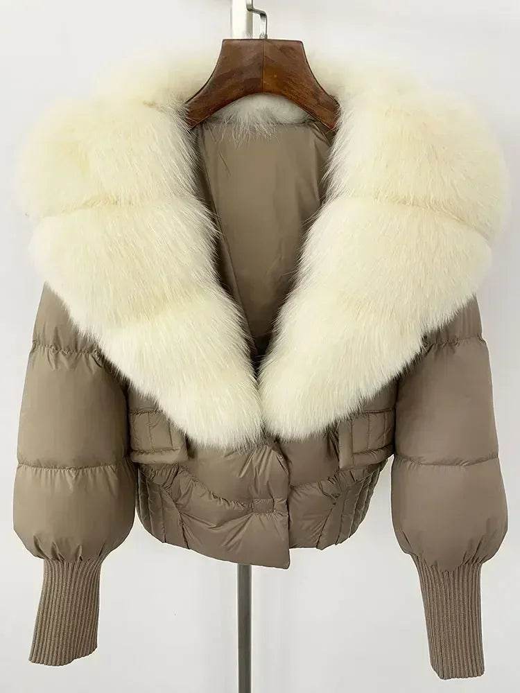 Elegant Casual Women’s Raccoon Fur Collar Coat - Winter Jacket 2024 - Buy Center US