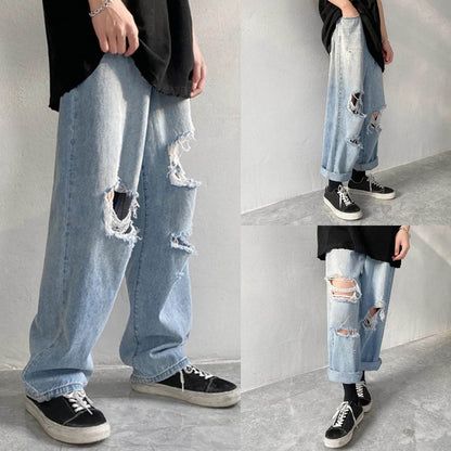 Men's Plus Size Distressed Denim Pants - Chic Hip Hop Streetwear Style - Buy Center US