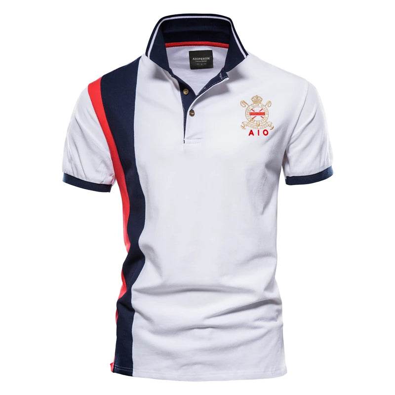 AIOPESON Men's Cotton Polo Shirt - Short Sleeve Badge Embroidery - Buy Center US
