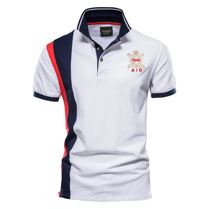 AIOPESON Men's Cotton Polo Shirt - Short Sleeve Badge Embroidery - Buy Center US
