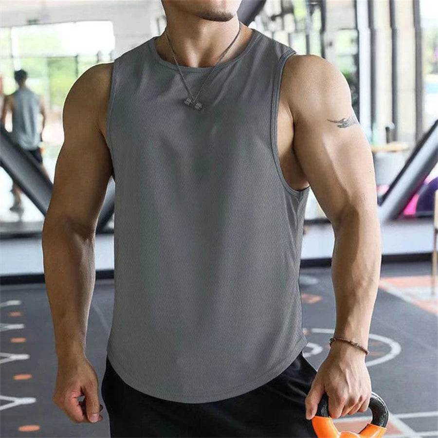 Men's Quick-Dry Tank Tops - Breathable Polyester Mesh for Fitness - Buy Center US