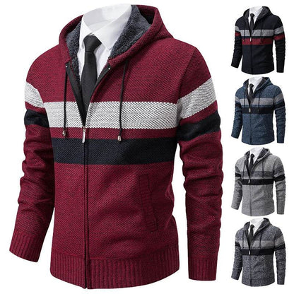 ENWEIGE Men's Hooded Sweater Coat - Warm Velvet Padded Knit Cardigan - Buy Center US