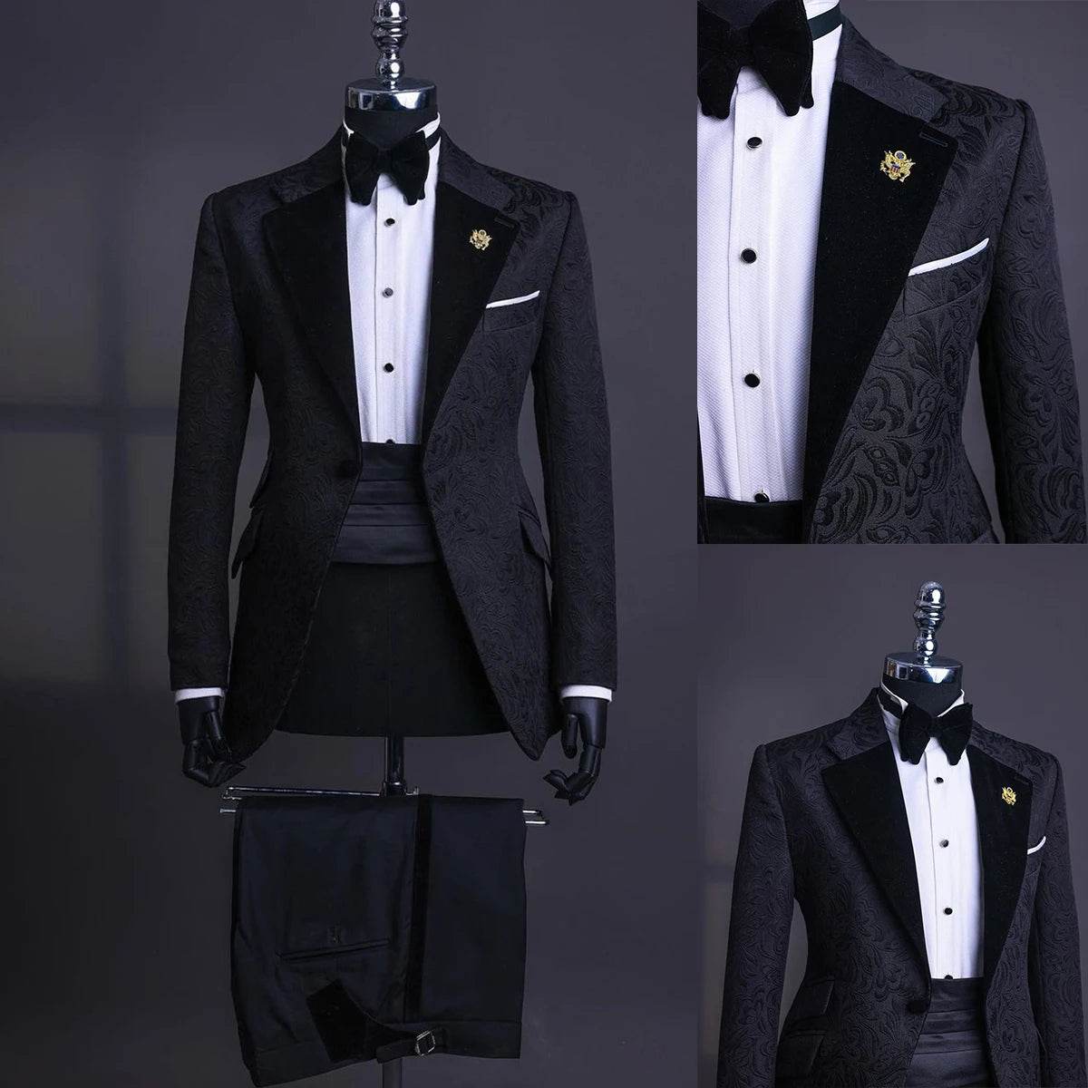 Luxury Jacquard Men's Suit - Slim Fit Blazer & Pants for Weddings - Buy Center US