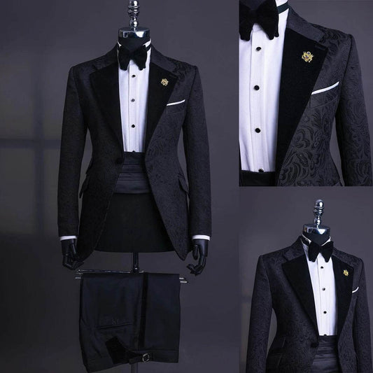 Luxury Jacquard Men's Suit - Slim Fit Blazer & Pants for Weddings - Buy Center US