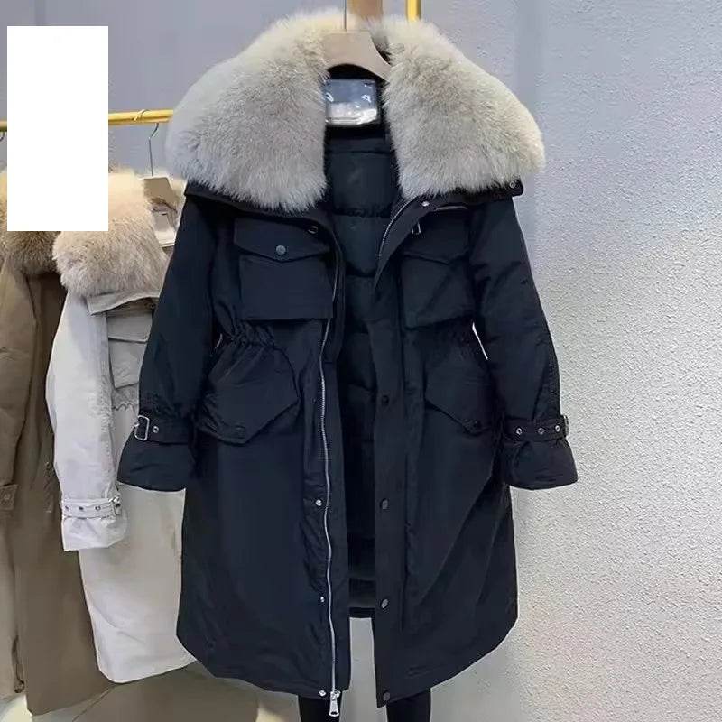 2025 Women's Down Jacket - Thick Parka with Big Fur Collar - Buy Center US