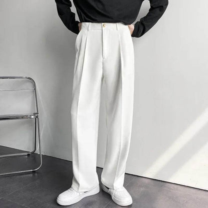 2025 Fashion Korean Loose Wide Pants - Casual White Baggy Trousers for Men - Buy Center US