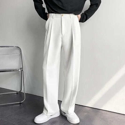 2025 Fashion Korean Loose Wide Pants - Casual White Baggy Trousers for Men - Buy Center US