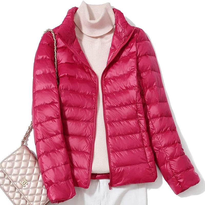 Women's Ultra Lightweight Puffer Jacket - Slim Fit White Duck Down - Buy Center US