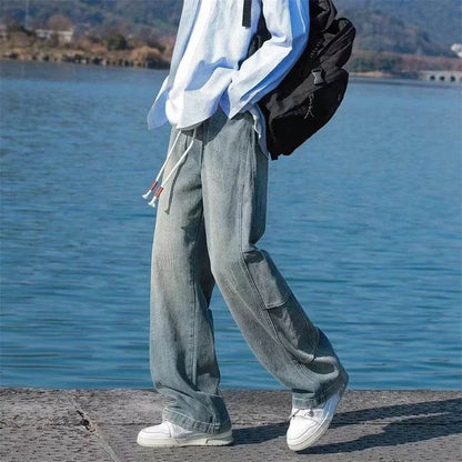 Autumn Distressed Baggy Jeans for Men - Y2K Fashion & Patchwork - Buy Center US