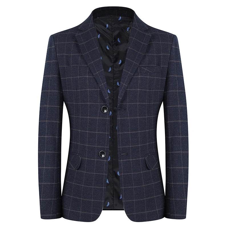 Men's Slim Fit Plaid Blazer - Casual Spring Autumn Fashion Coat - Buy Center US