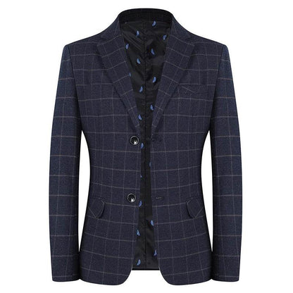 Men's Slim Fit Plaid Blazer - Casual Spring Autumn Fashion Coat - Buy Center US