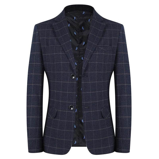 Men's Slim Fit Plaid Blazer - Casual Spring Autumn Fashion Coat - Buy Center US