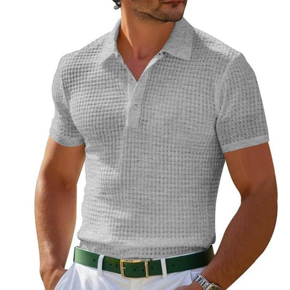 Men's Breathable Summer Polo T-Shirt - Classic Solid Color Top - Buy Center US