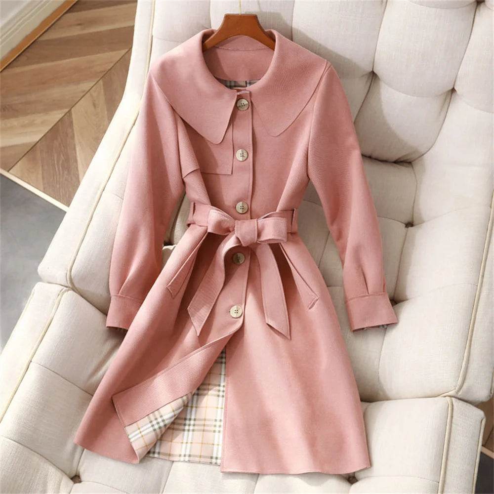 Women's Long Suede Trench Coat 2024 - Fashionable & Chic - Buy Center US