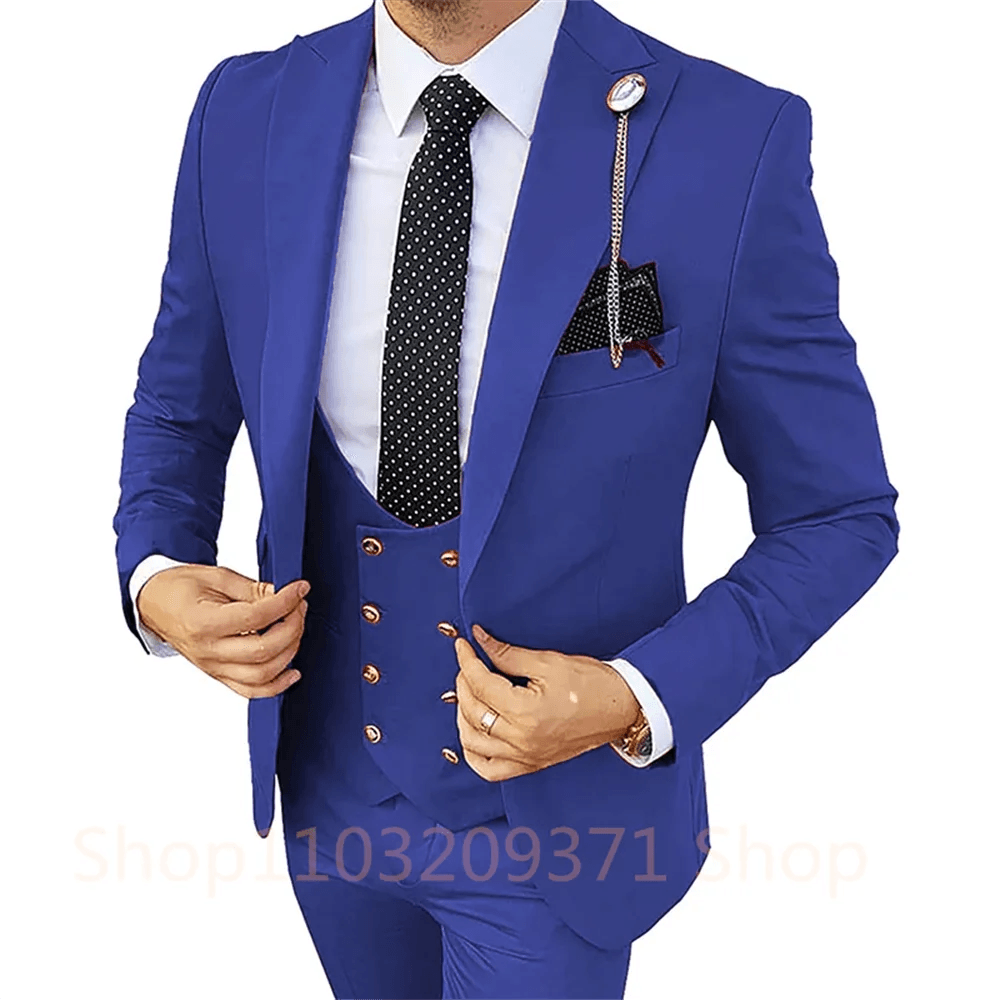Khaki Men's Slim Fit 3-Piece Suit - Wedding Blazer, Vest & Pants - Buy Center US