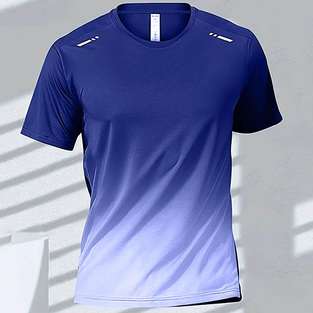 Men's Quick-Dry Gradient Sports T-shirt - Lightweight Short Sleeve Tee - Buy Center US