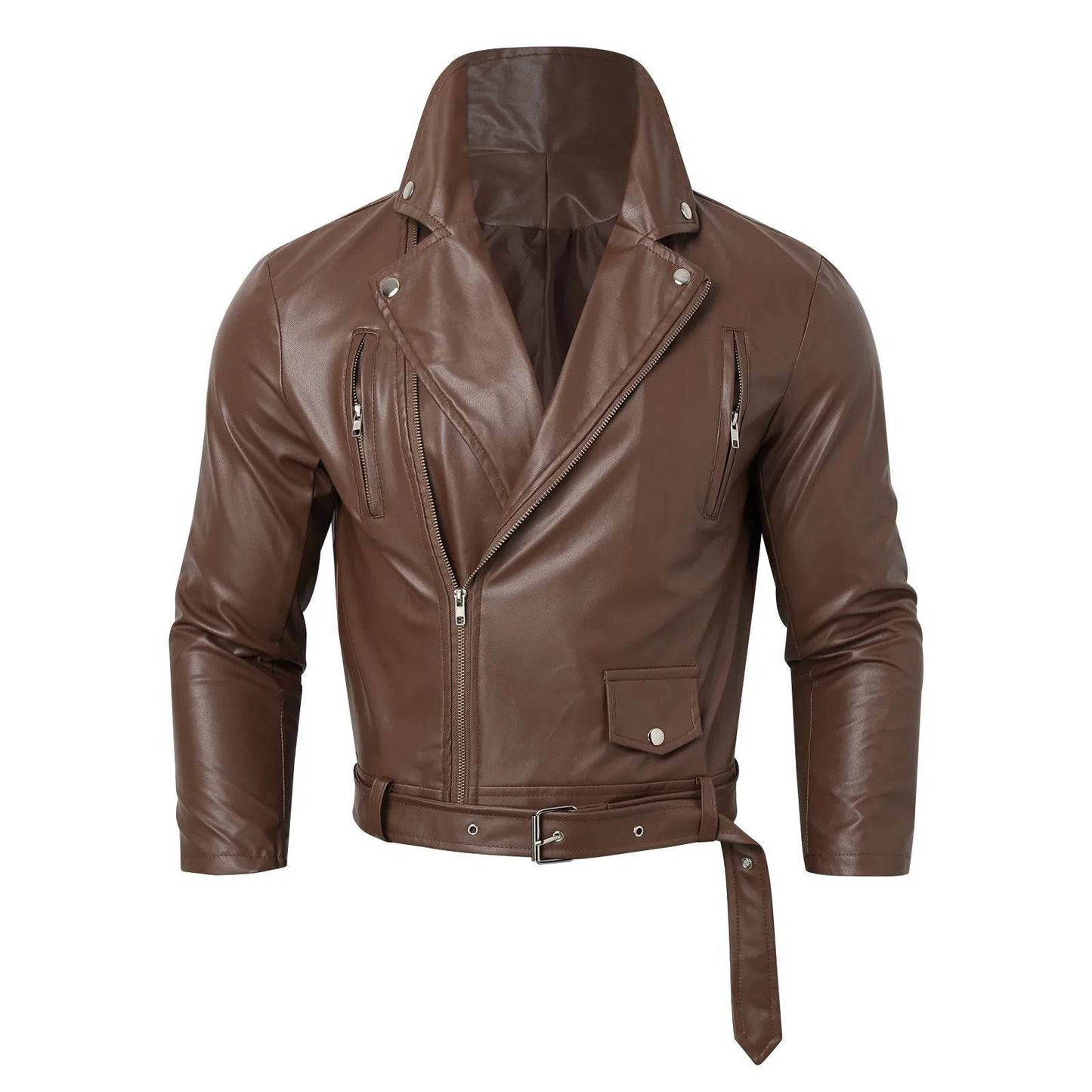 WHooHoo Men's PU Leather Motorcycle Jacket - Stylish Windproof Outwear - Buy Center US