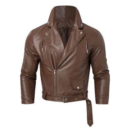 WHooHoo Men's PU Leather Motorcycle Jacket - Stylish Windproof Outwear - Buy Center US