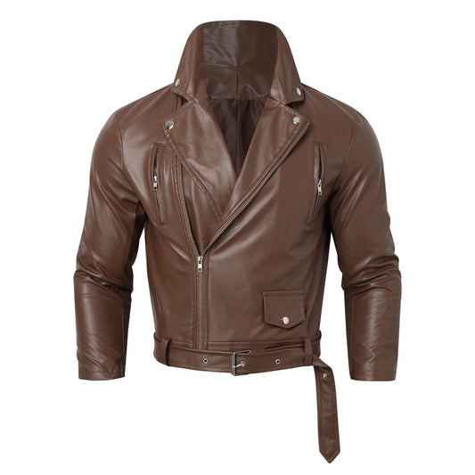 WHooHoo Men's PU Leather Motorcycle Jacket - Stylish Windproof Outwear - Buy Center US