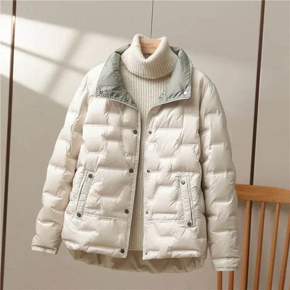 Women's Casual White Duck Down Coat - Lightweight Puffer Jacket - Buy Center US