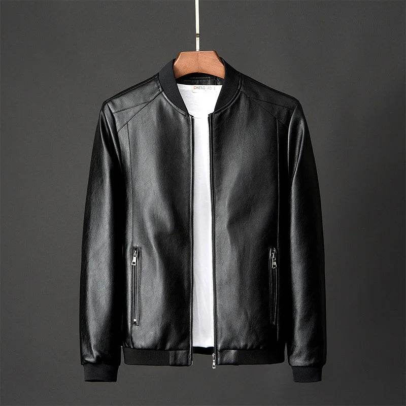 Wulend Men’s Faux Leather Jacket - Casual Full Sleeve Zipper Coat - Buy Center US
