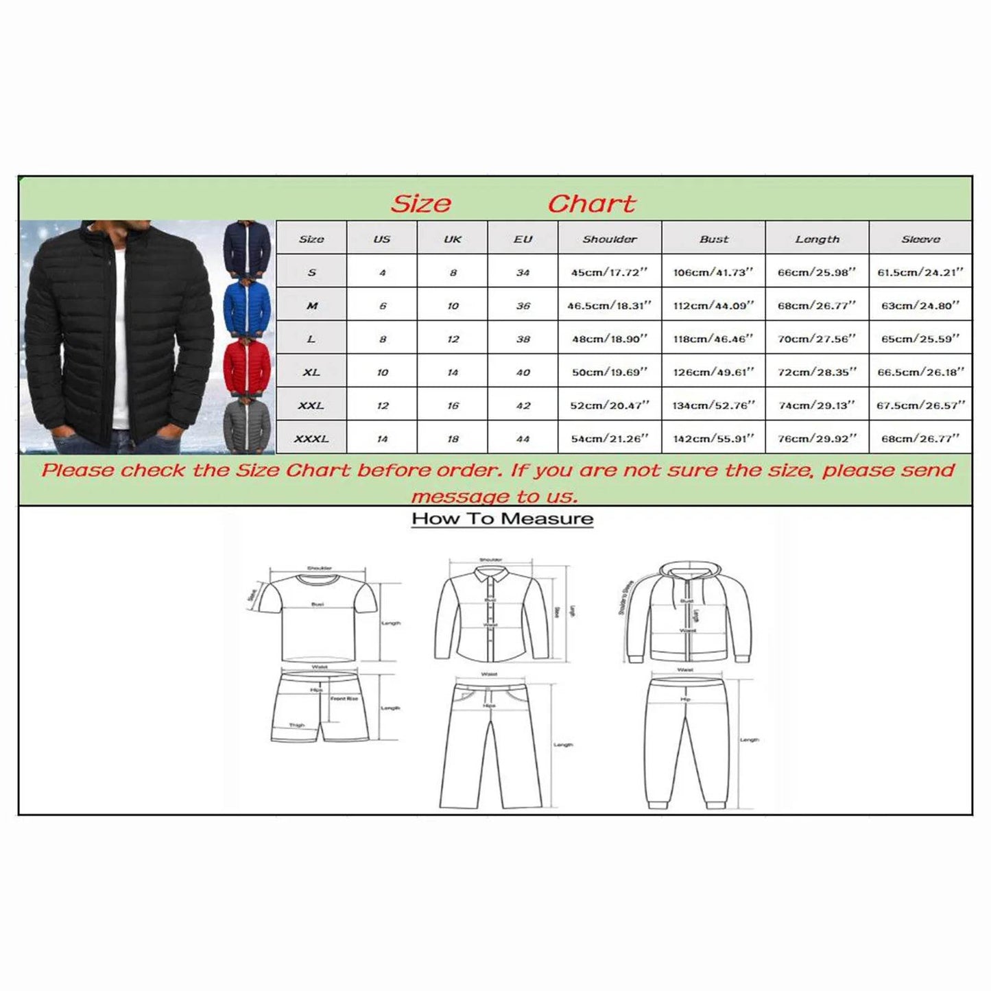Plus Size Winter Jacket for Men - Casual Cotton Padded Warm Puffer Coat - Buy Center US