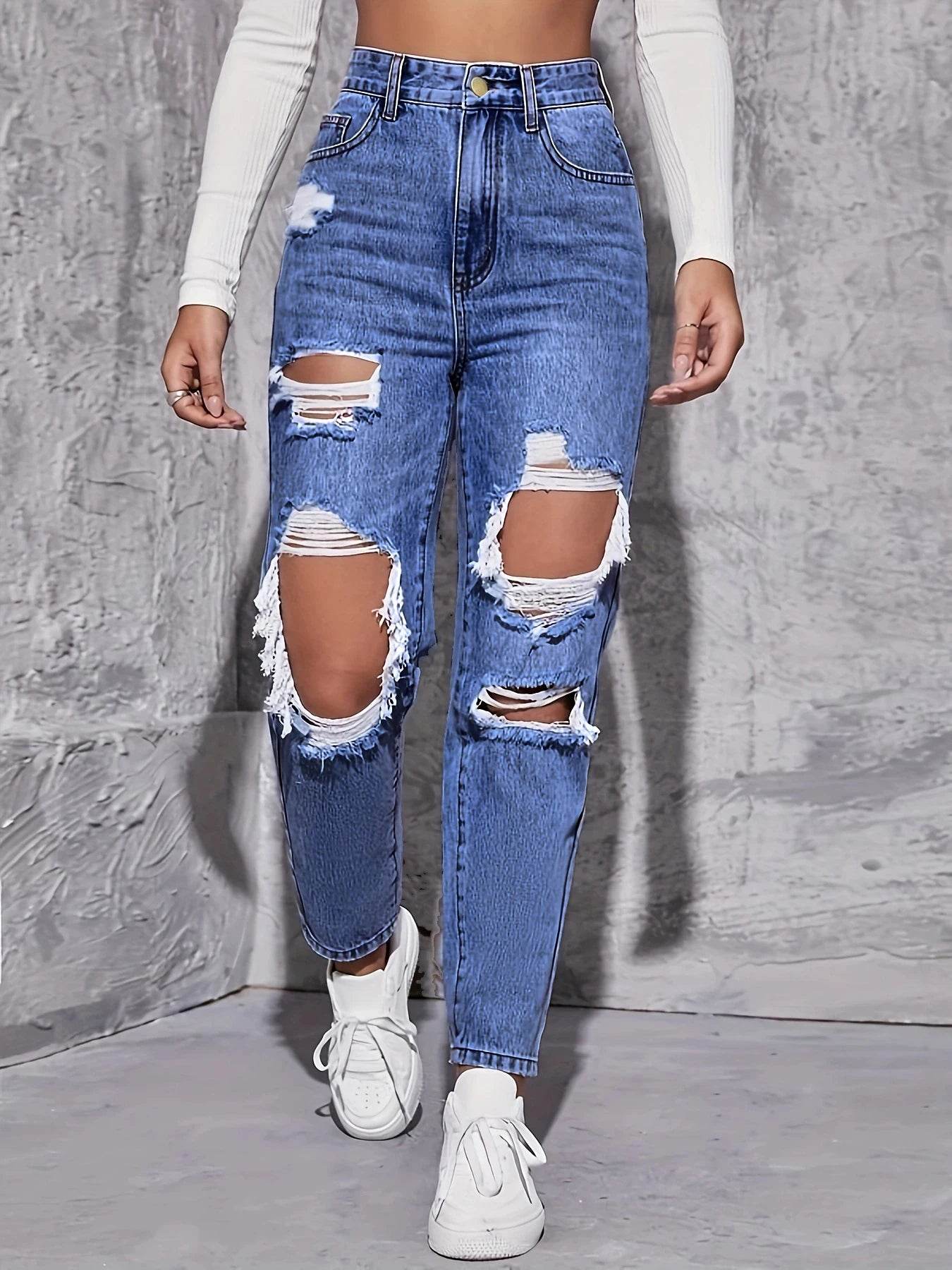 American Retro High Waist Jeans - Loose Fit, Wide-Legged Design - Buy Center US