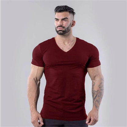 Muscleguys Men’s V-Neck Gym T-Shirt - Slim Fit, Breathable Cotton - Buy Center US