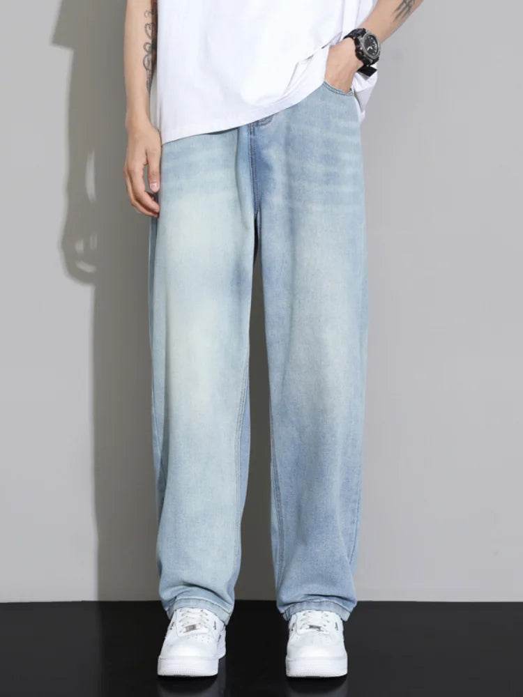 2024 Spring Summer Loose Light Blue Jeans for Men - Fashion Casual Denim - Buy Center US