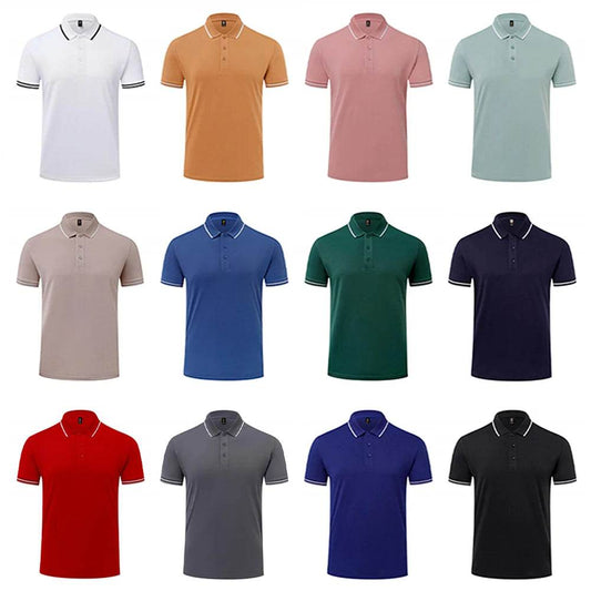 Classic Striped Polo T-Shirt for Men - Short Sleeve, Casual & Breathable - Buy Center US